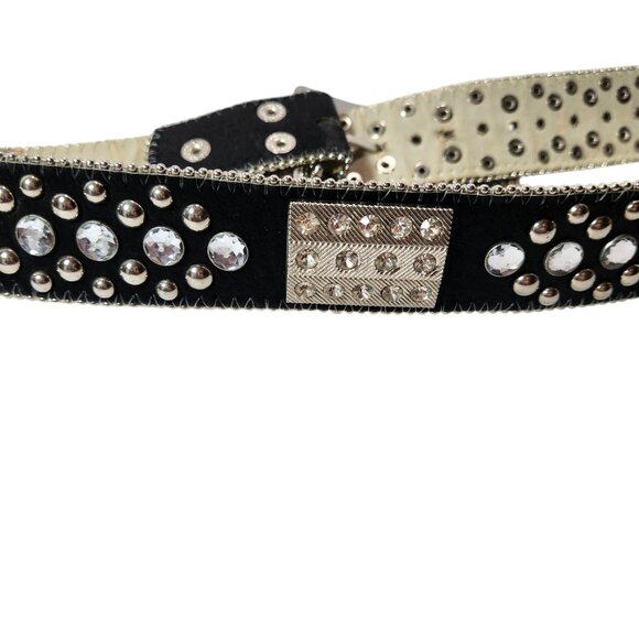 Vintage BHW Women's Black Leather Western Belt Silver Bling Accents Sz Medium - Picture 12 of 13